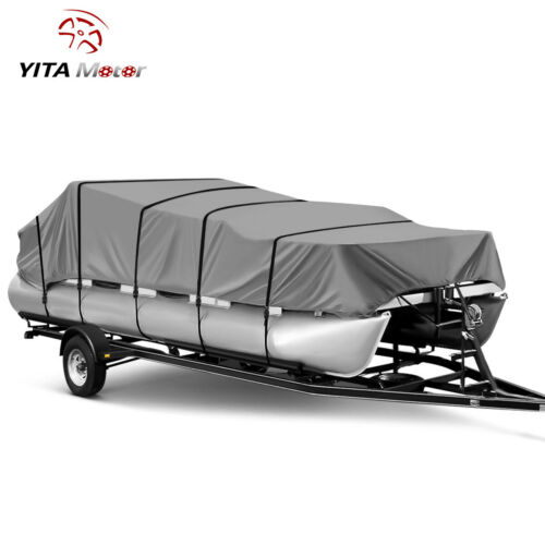 Yitamotor 21-24ft Boat Cover Waterproof Trailerable Peva Heavy Duty Fabric Gray