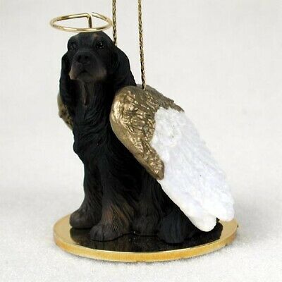 Gordon Setter Dog Figurine, Angel Ornament