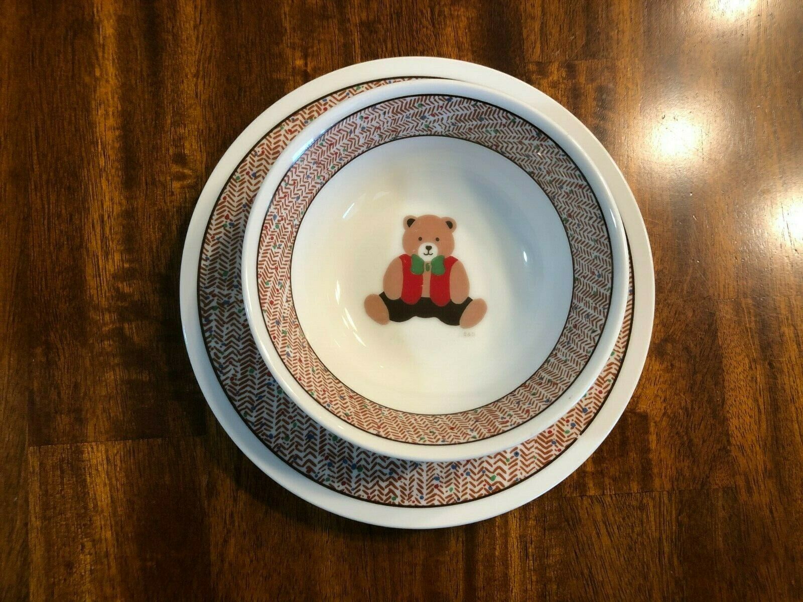 Teddy Bear Ceramic Bowl and Plate by B & D
