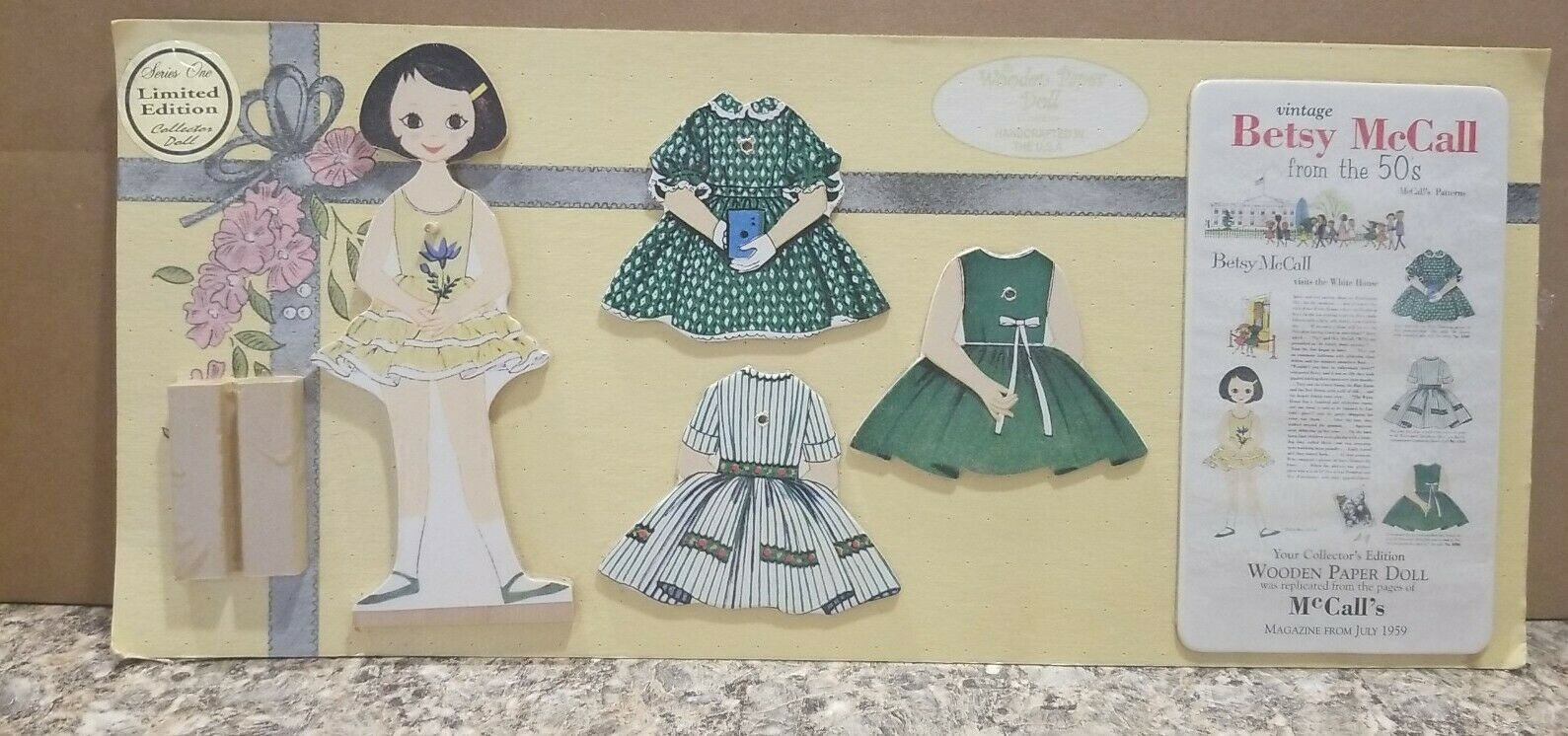 Vintage Betsy McCall From The 50s wooden paper doll Bethany farm limited edition
