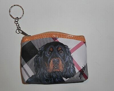 Gordon Setter Dog Coin Purse With Key Chain Hand Painted Portrait