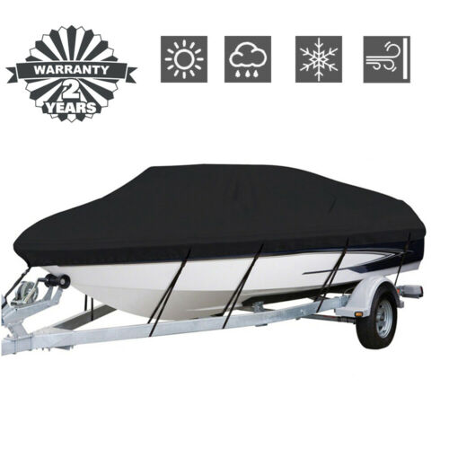 Waterproof Heavy Duty Fabric Boat Cover Trailerable Fishing Ski V-hull Runabout