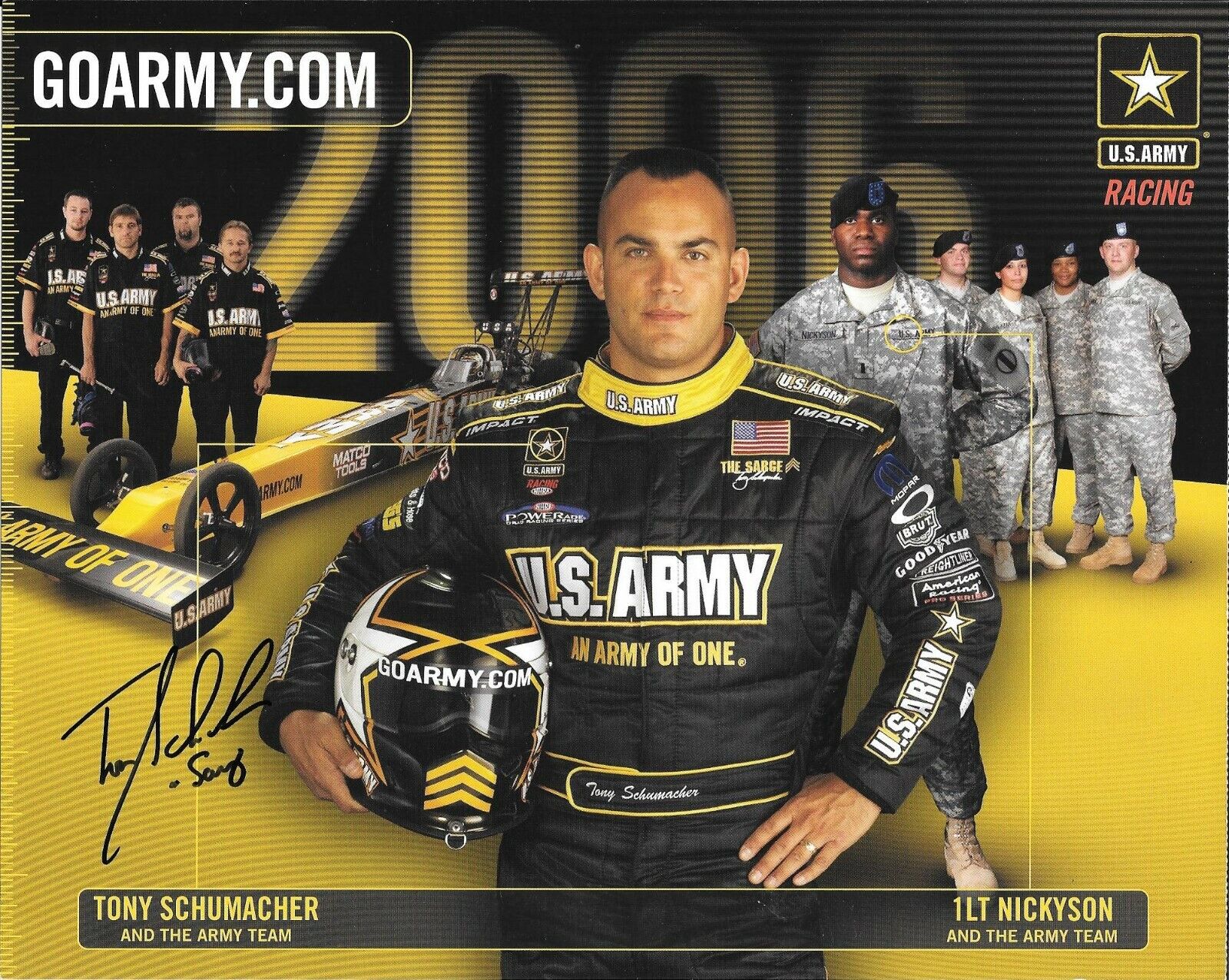 Tony Schumacher 2006 Nhra  Autographed / Signed Hero Card  Top Fuel