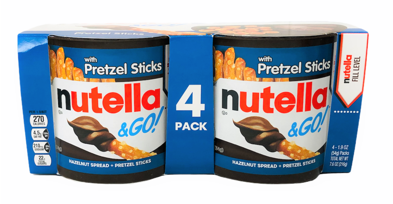 Nutella & Go Hazelnut Spread With Pretzel Sticks 4 Pack 7.6 Oz Ferrero