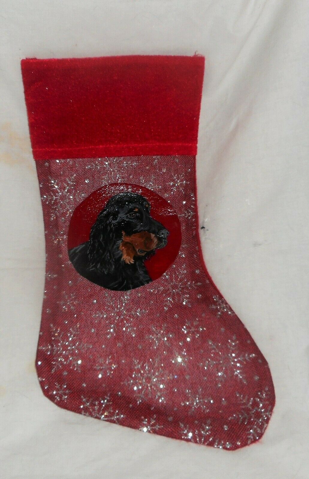 Gordon Setter Dog Hand Painted Christmas Stocking Holiday Decoration