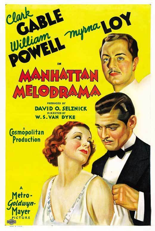 MANHATTAN MELODRAMA Movie POSTER 27x40 C Clark Gable William Powell Myrna Loy