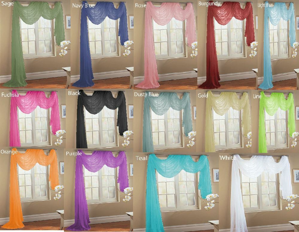 WINDOW SHEER SCARF  VOILE WINDOW  CURTAIN DRAPES VALANCE 37