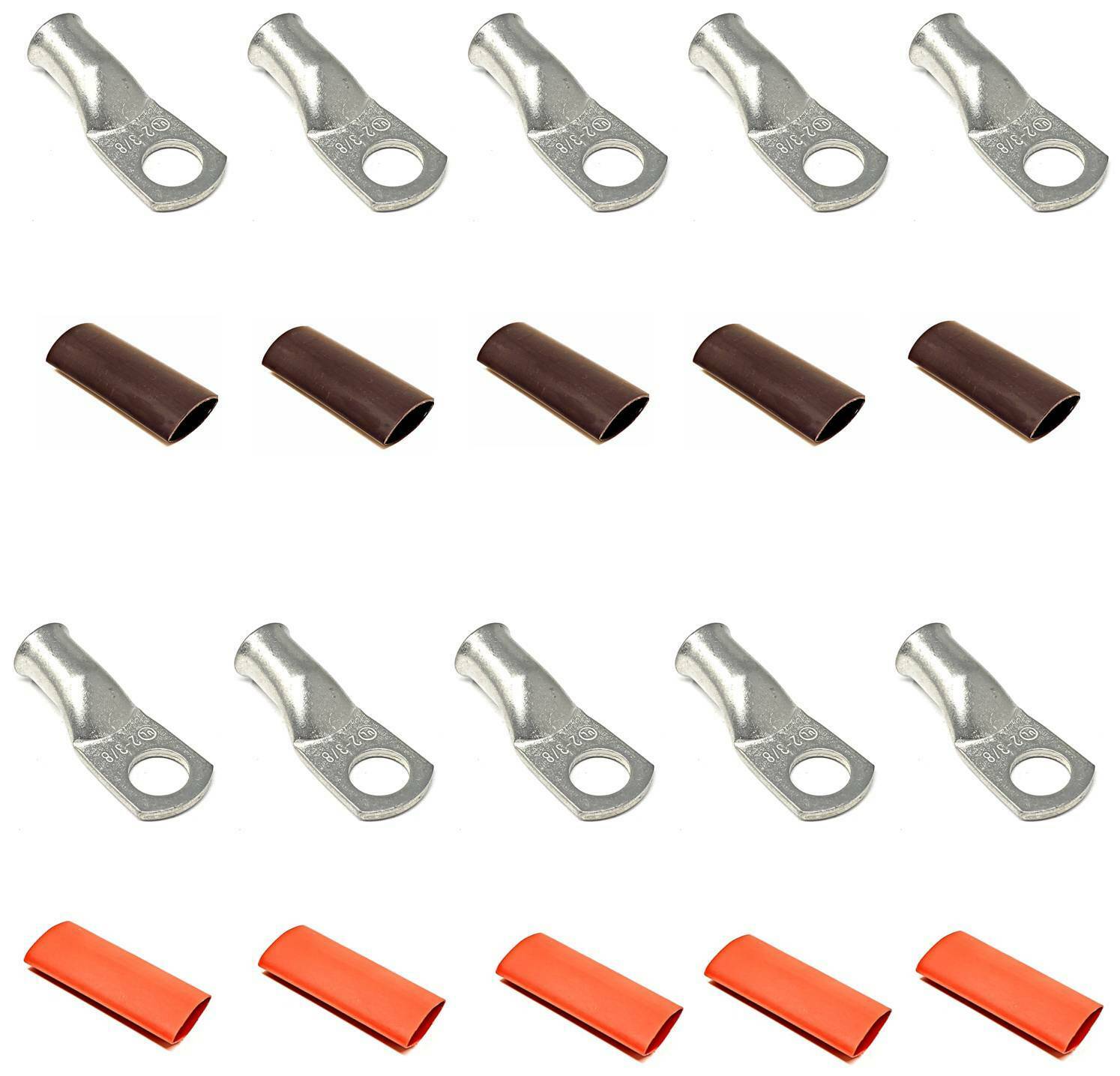 UL Tinned Copper Cable Lug End Terminal Ring Connectors + Adhesive Shrink Tubing