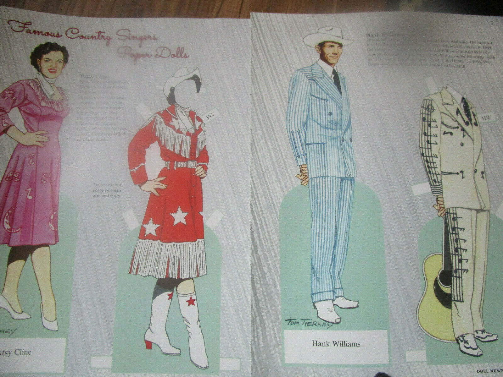 Tom Tierney Country Singers Paper Dolls/ Dolly / Patsy/ Willie /Johnny Hank
