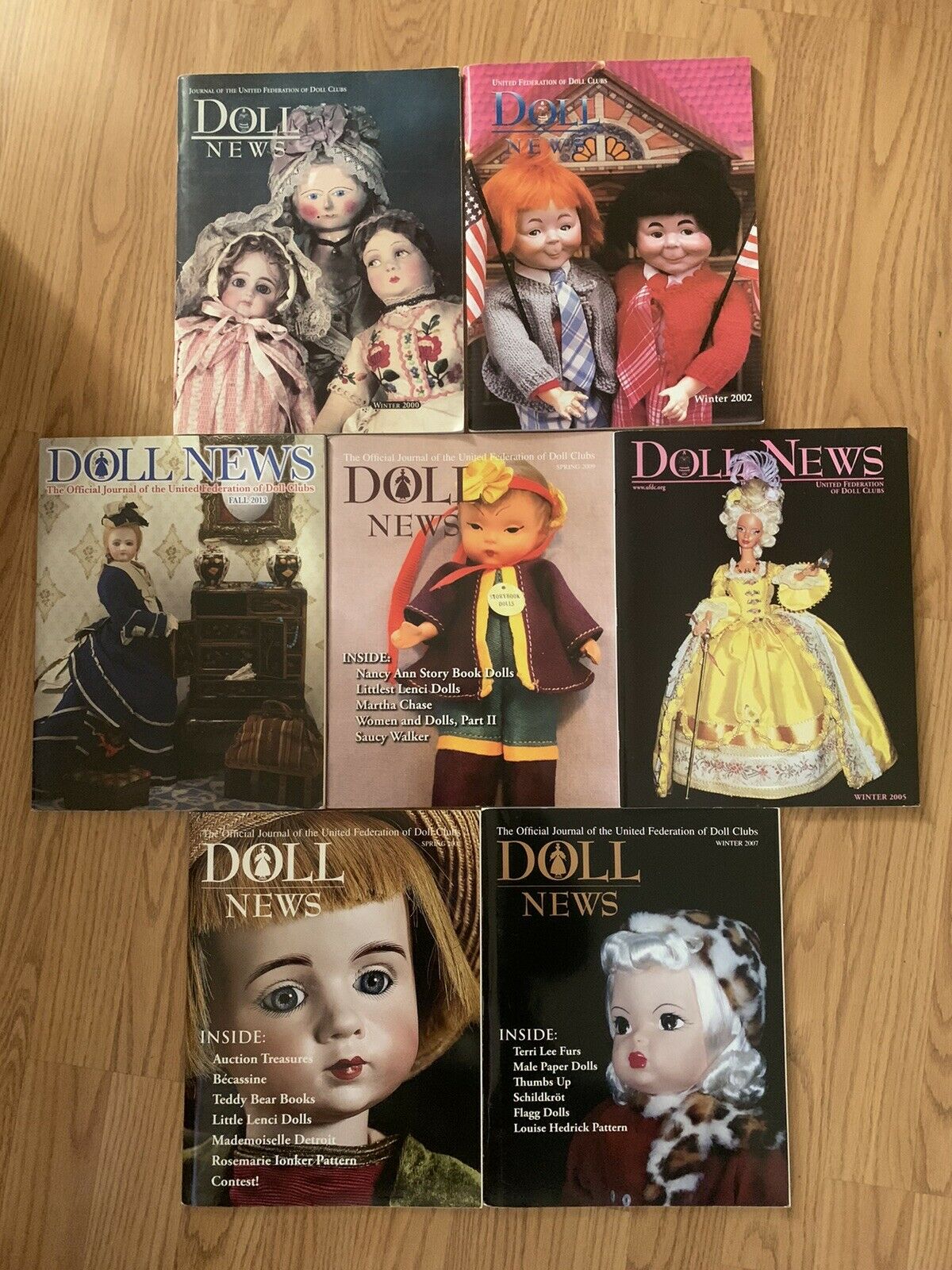 Lot Of 7 UFDC “DOLL NEWS” W/ Paper Dolls-Magazines