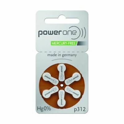60 PowerOne Mercury Free Hearing Aid Batteries SIZE 312 Newest Version Exp 2024
