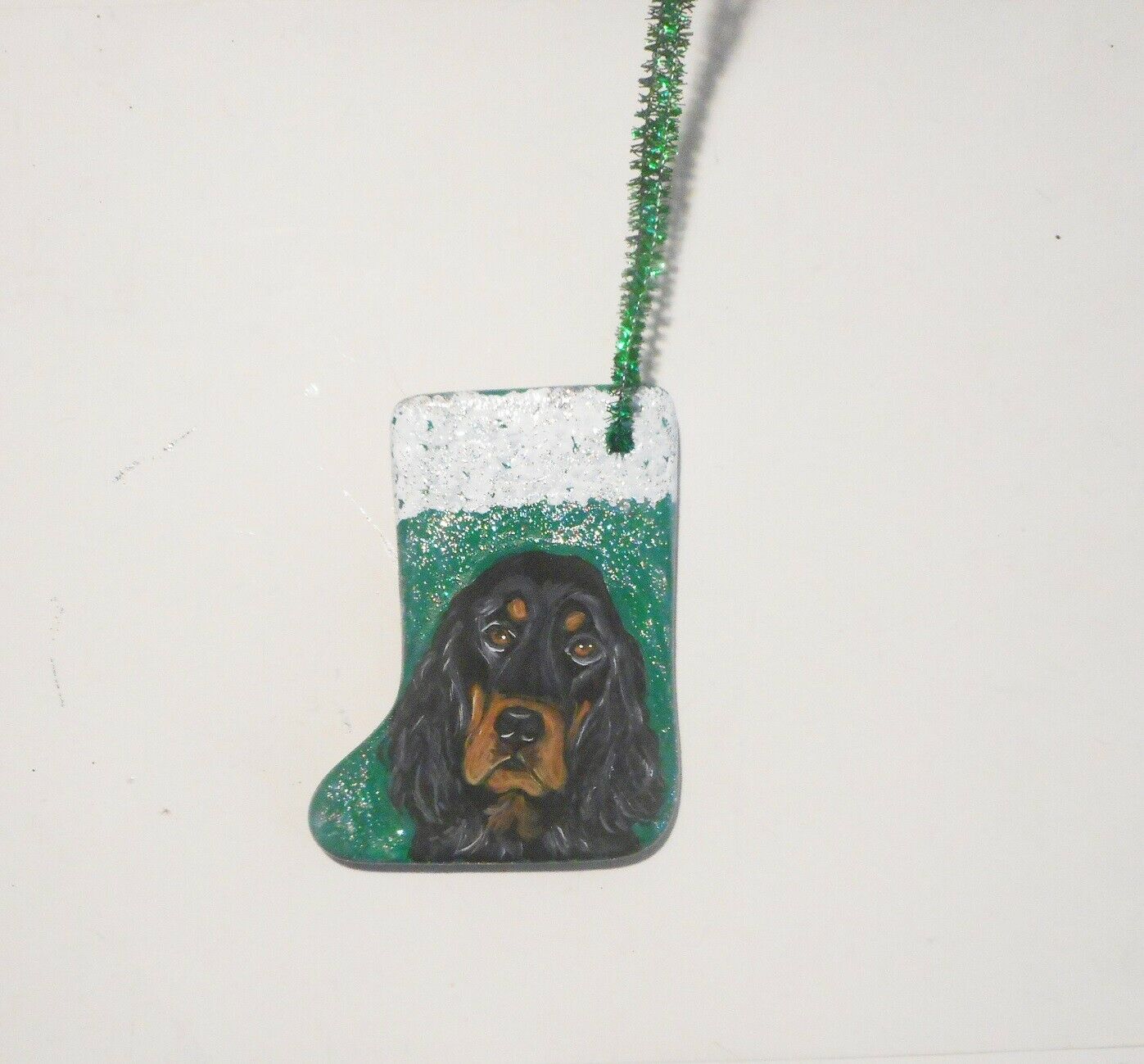 Gordon Setter Dog Christmas Ornament Decoration Hand Painted Ceramic