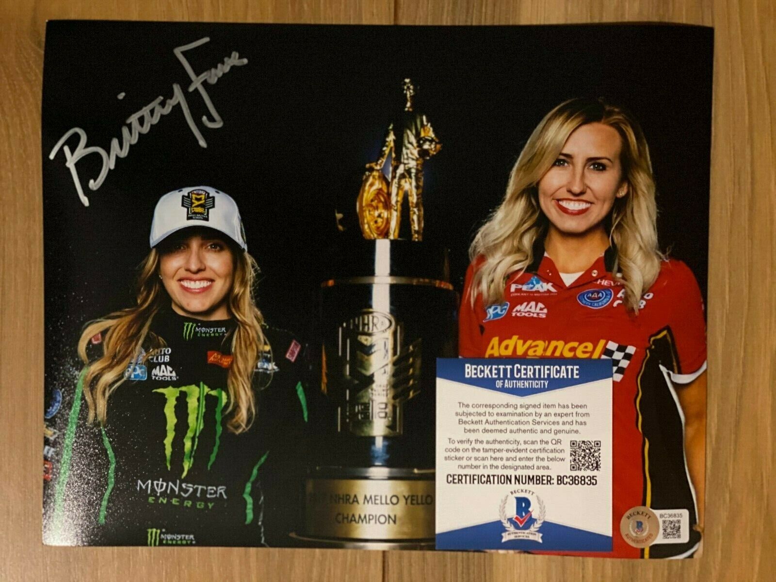 Brittany Force Nhra Signed Autographed 8x10 Photo Coa Beckett #bc36835
