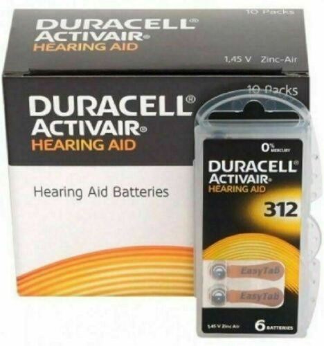 Duracell Hearing Aid Batteries Size 312 - Fresh Exp-2025 (32 - 240 Batteries)