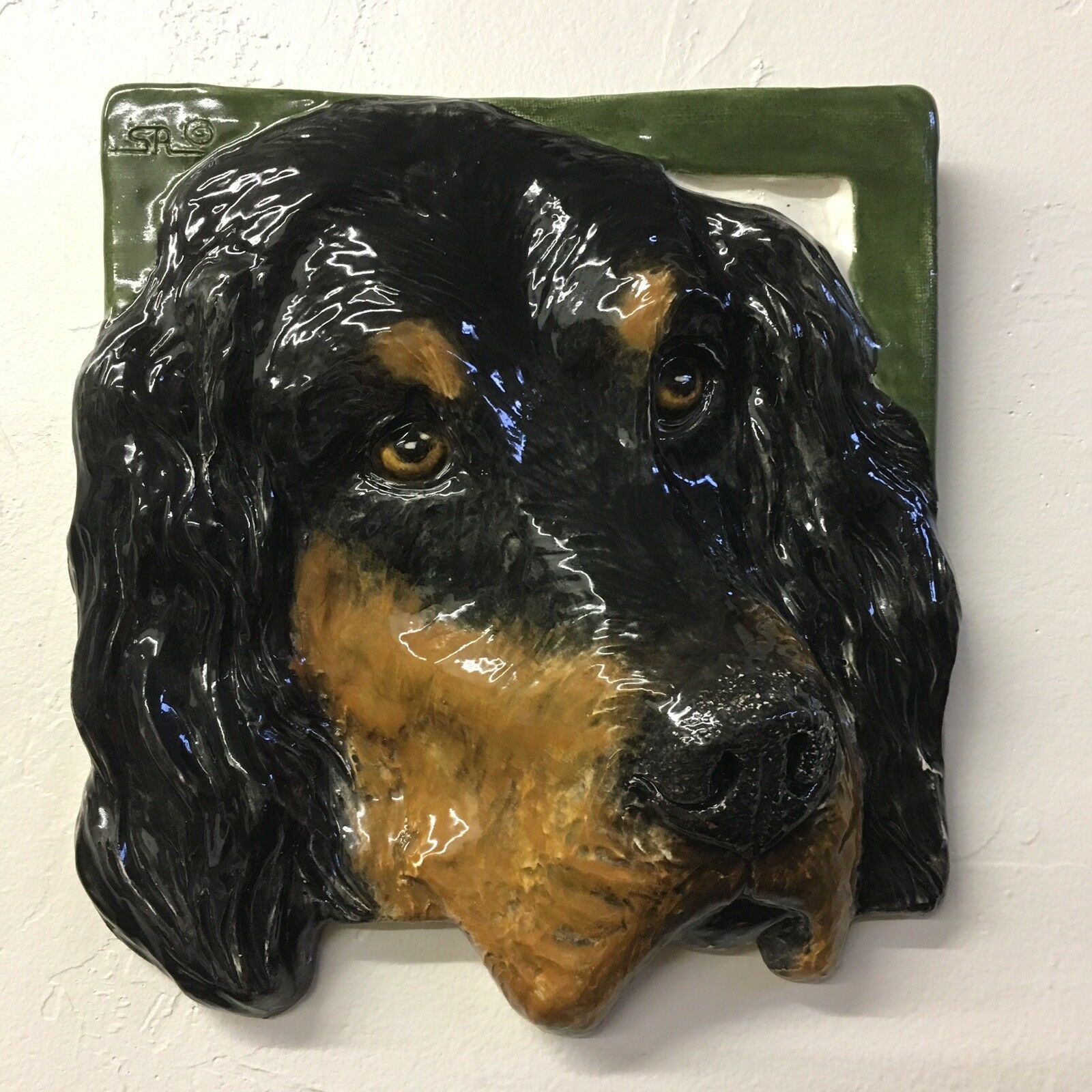 Gordon Setter Dog Ceramic Relief 3d Tile Handmade 3d Pet Portrait Alexander Art