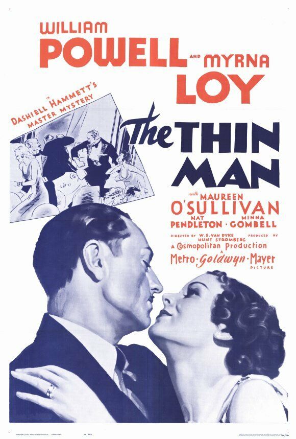 THE THIN MAN Movie POSTER 27x40 B William Powell Myrna Loy Maureen O'Sullivan